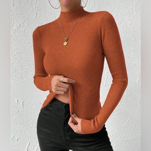 Tops - 💚 3/$15 Rust Ribbed Knit Sweater B